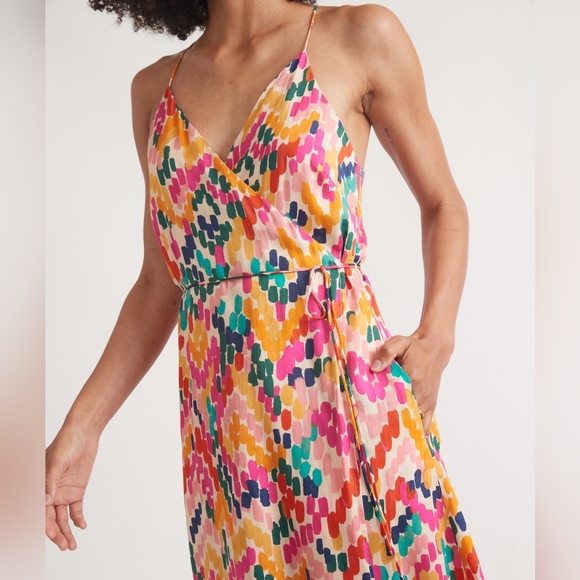 Marine Layer Dresses & Skirts - NWT - Marine Layer Tencel Bright Multicolor Archive Emma Wrap Midi Dress-Size XL